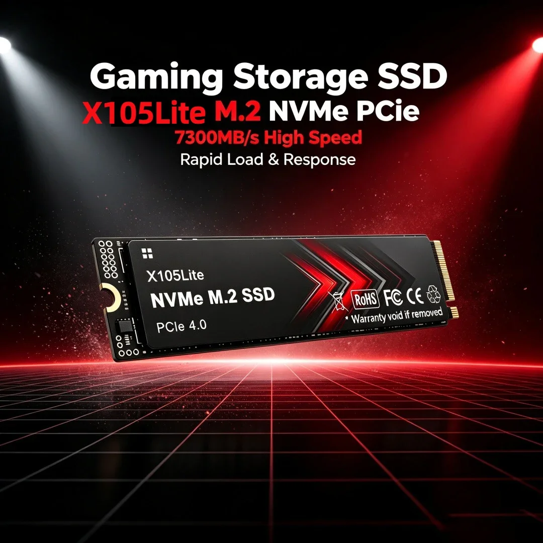 X105Lite 4TB M.2 NVMe PCIe 4.0 Solid State Drive 7300MB/s Reliable Gaming Internal Hard Disk for Laptop PC