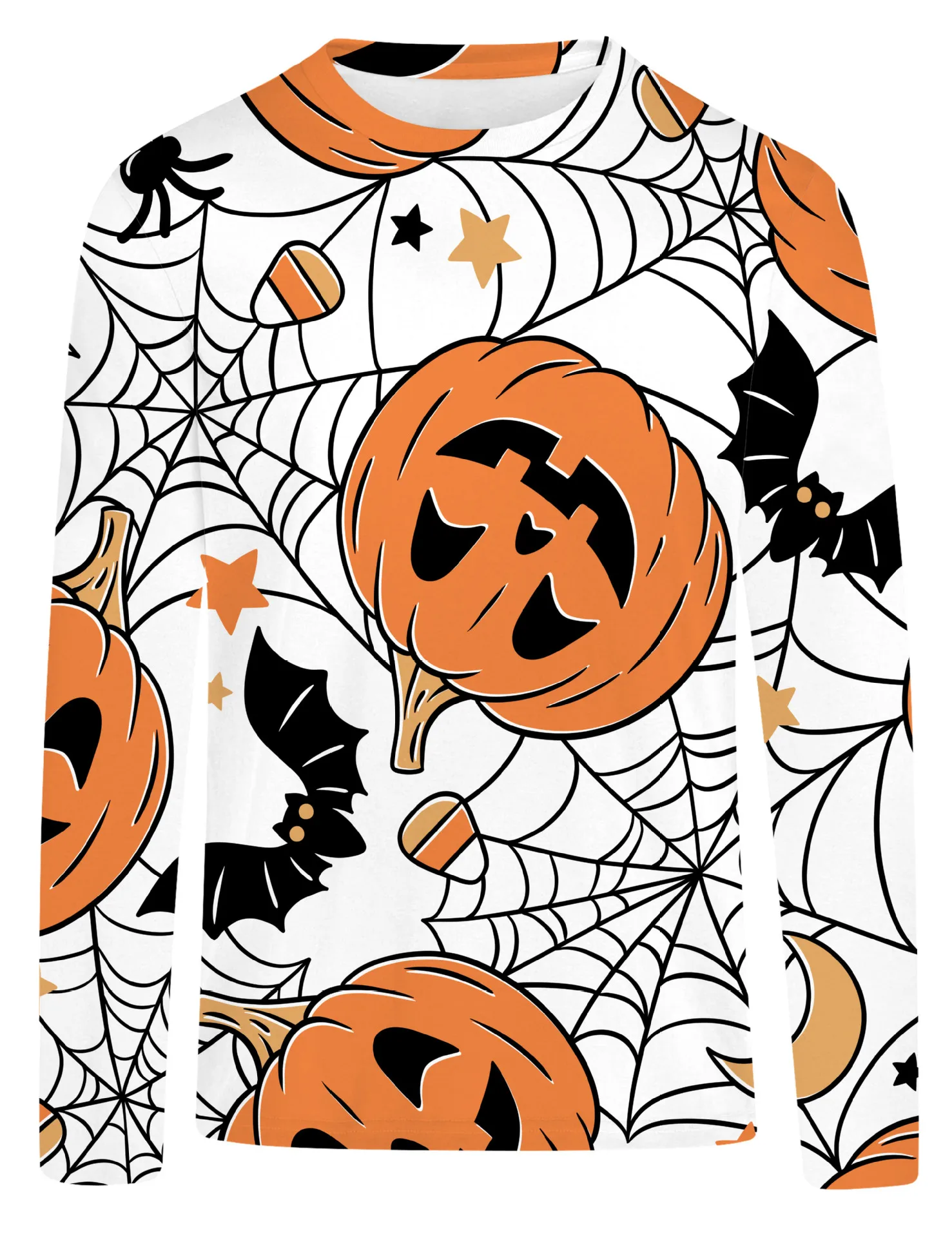 

Autumn Halloween Trick Party Horror Ghost Thriller Pumpkin Pattern 3D Printing Long Sleeve T-shirt For Men And Women Street Tops