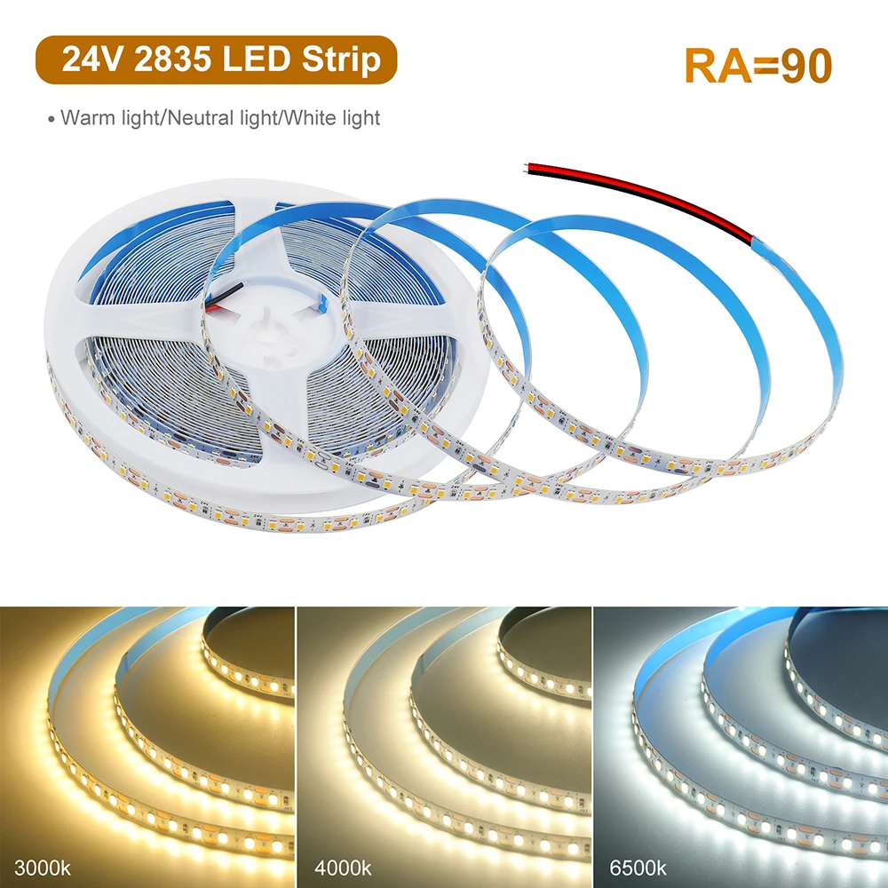 12V 24V 5m 10m RA90 Led Strip Light 2835 1 LED Cut 120Led/m SMD2835 Warm/Natural White Bright Flexible Tape for Night Backlights