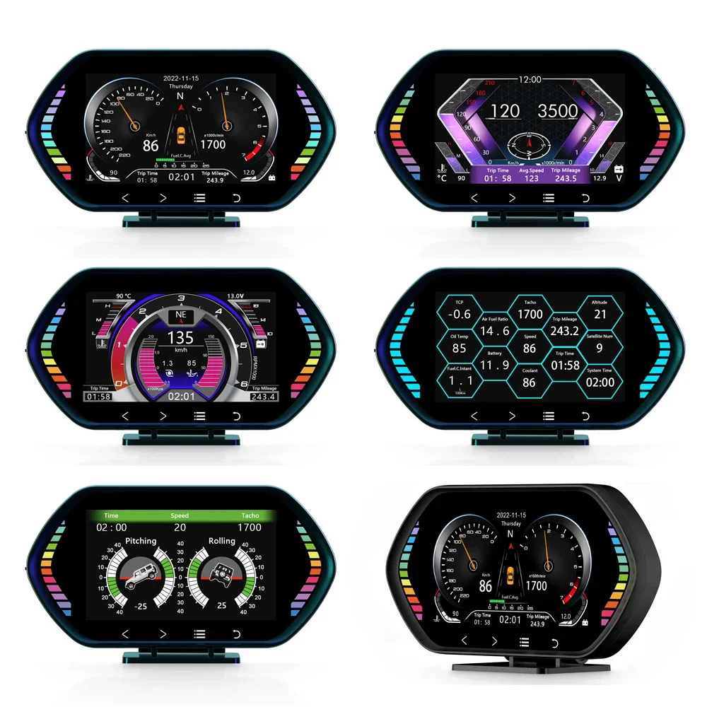 

New Universal OBD+GPS 4.5 Inch Smart Gauge Digital Instrument OBDII Speedometer Water Temperature/Voltage/Clock Overspeed HUD F1