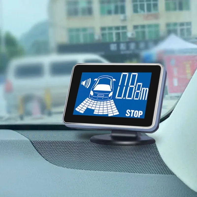 LCD Display 4 Parktron Car Parking Sensor Backup Radar Kit With Accessories Voice Reverse Detector Security Alert System