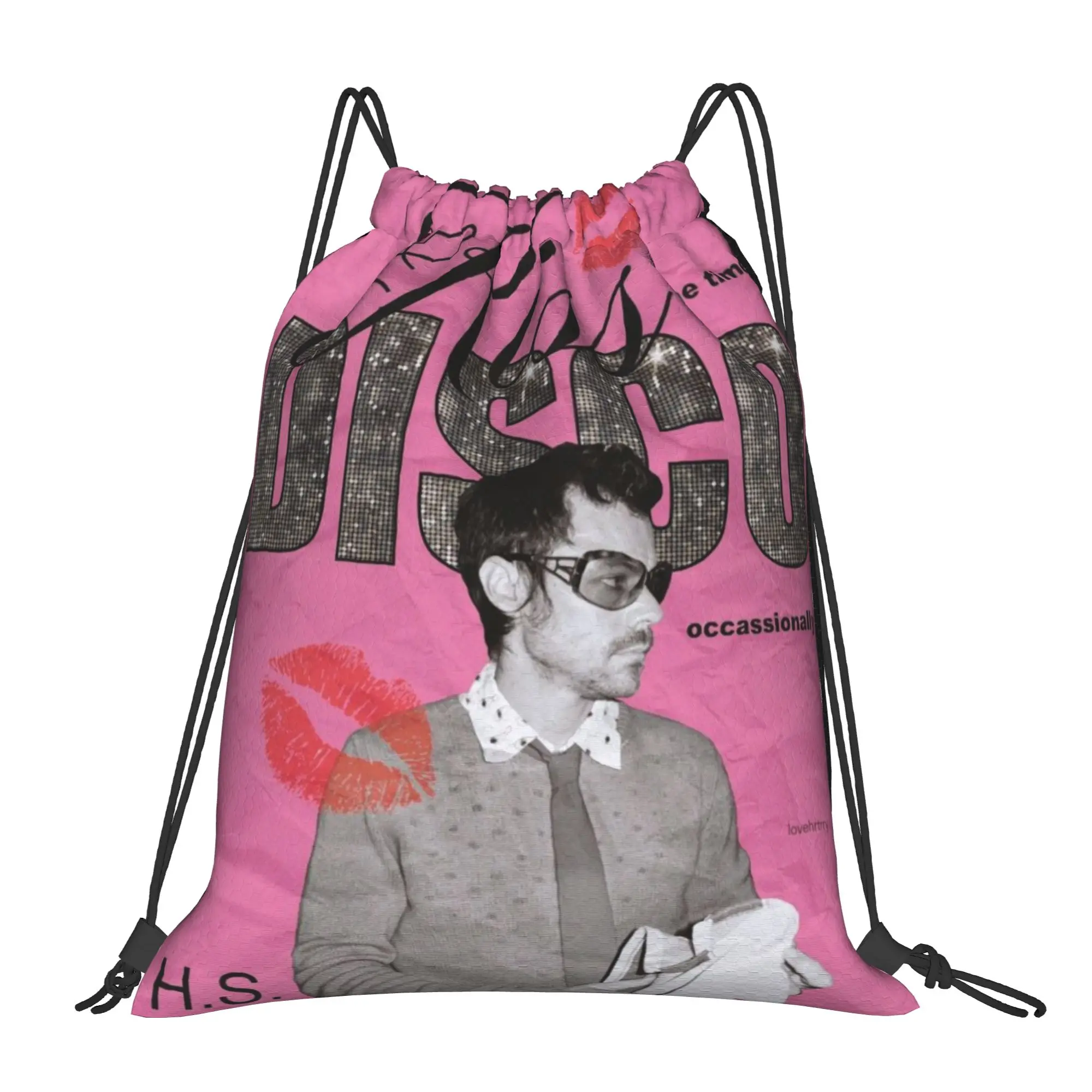Kiss All The Time Disco Backpack Drawstring Sports Bags Harrys Music Styles String Sackpack for Working Out 36cm (W) x 43cm (H)