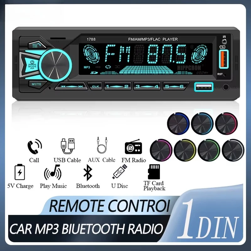 Car Radio Stereo 1 Din Digital Bluetooth MP3 Player 60Wx4 FM Receiver With Remote Control AUX/USB/TF Card In Dash Kit