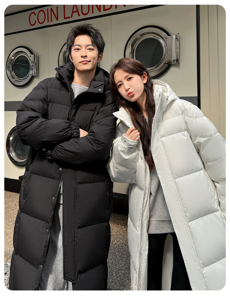 Men's and Women's School Uniforms, Long Styles, Popular Over The Knee,  Solid Color Thickened Warm Duck Down Jacket