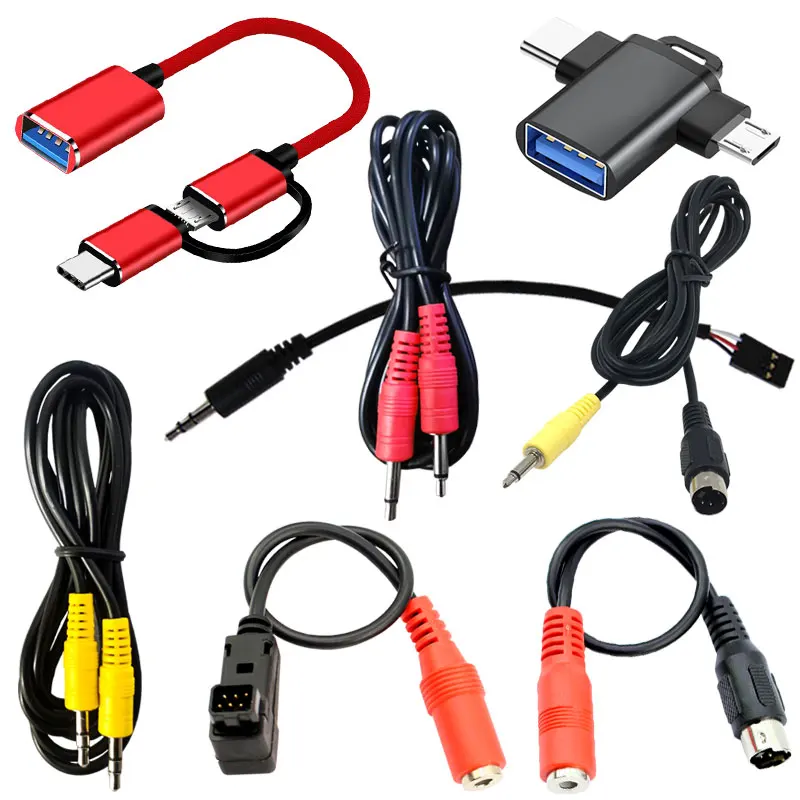 Model aircraft emulator 2-in-1 adapter Type-C to USB data cable 3.5mm audio cable Small round head square port