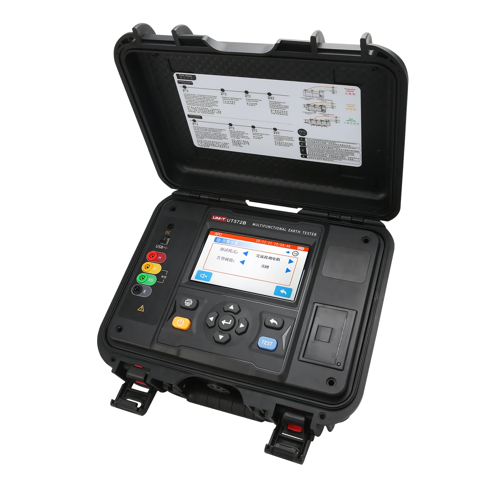 UT572B Digital Grounding Resistance Tester 0.001Ω~200.00kΩ 128Hz Sine Wave for Electrical Safety Laboratory Testing