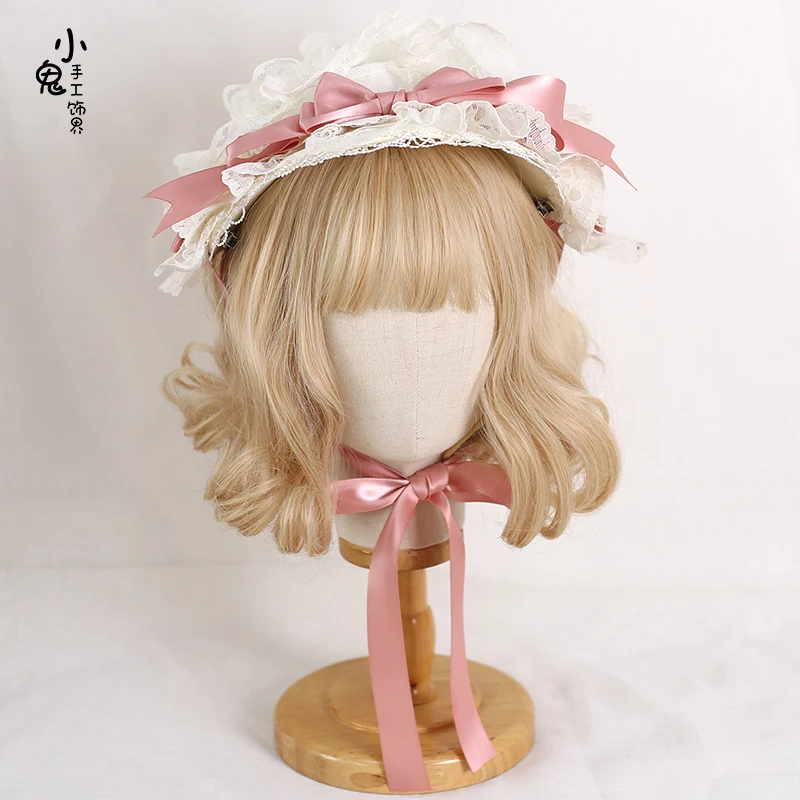 Japanese Lolita Hair Accessories Ruffled Sweet Bowknot Y2K Maid Headband Anime Cosplay Costume Headdress