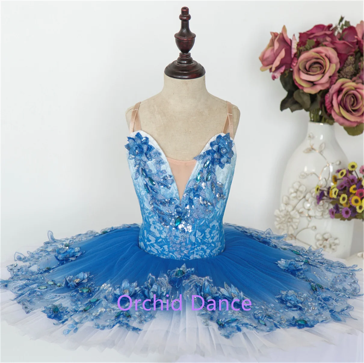 

Gorgeous Advanced Customization Professional Costom Color Costom Size High Quality Girls Kids Performance Wear Blue Ballet Tutu