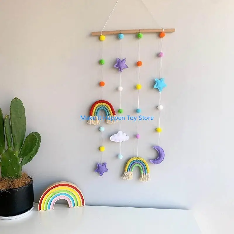 

28EC Rainbow Photo Display Holder with Girls Hair Clips Storage Hanger Decor