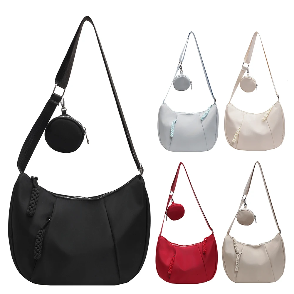 

Crossbody Bag for Women Adjustable Strap Shoulder Bag Nylon with Inner Pocket Crescent Bag Zipper for Work Travel