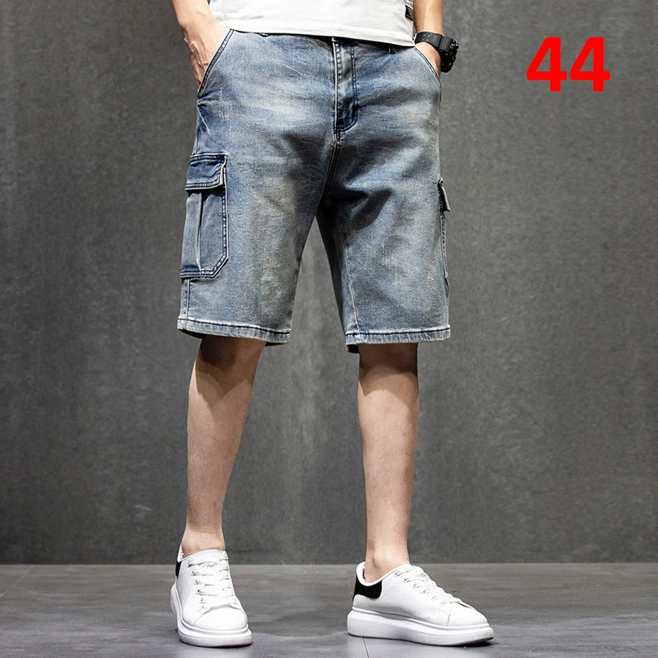 

Plus Szie 44 Denim Shorts Men Summer Jeans Shorts Baggy Cargo Shorts Fashion Streetwear Short Pants Male Big Size