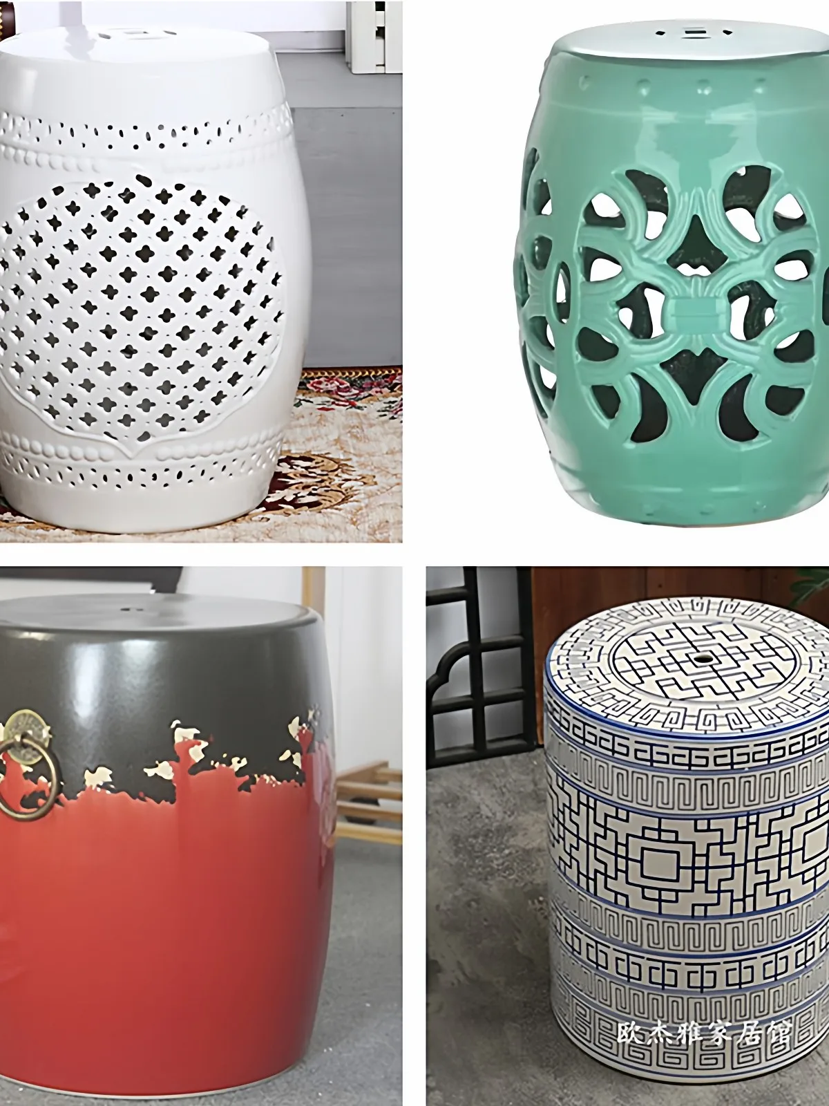 Ceramic Stool Ceramic Drum Stool Porcelain Stool Simple Modern Blue and White European Style New Chinese Style Round Stool