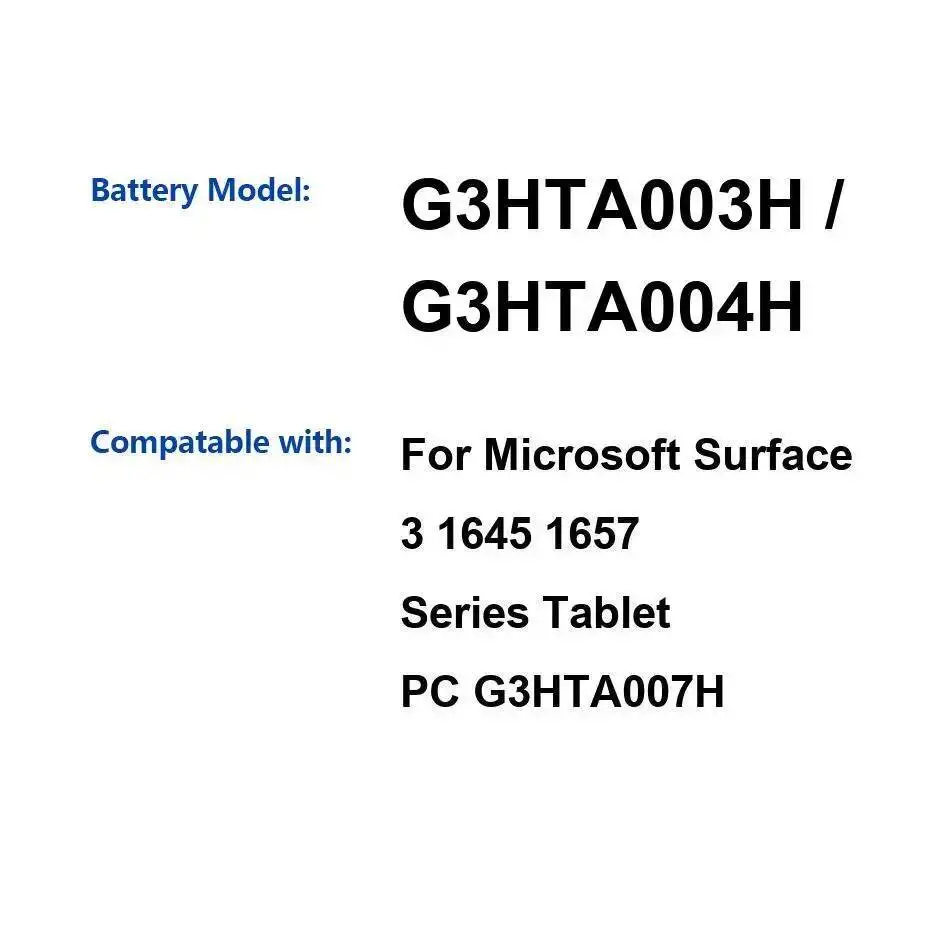 

High Performance Mobile Phone Battery G3HTA003H G3HTA004H 7270Mah For Microsoft Surface 3 1645 1657 G3HTA007H