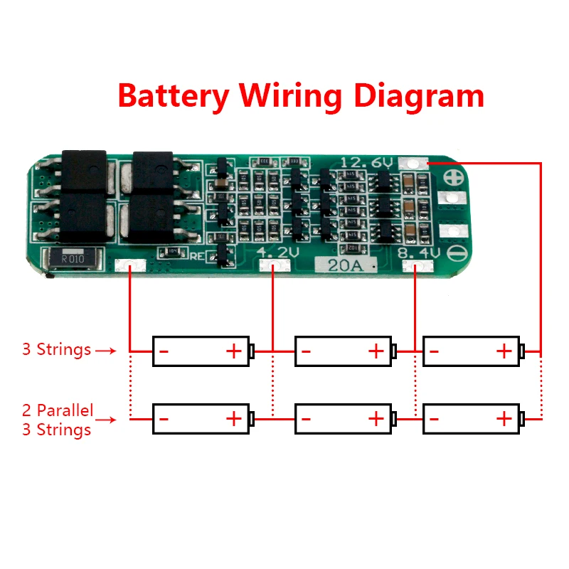 BMS 3S 20A Li-ion Lithium Battery 18650 Charger PCB BMS Protection Board For Drill Motor 12.6V Lipo Cell Module 64x20x3.4mm image 6