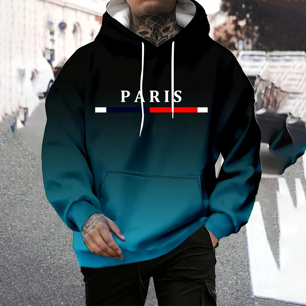 Paris 3D print comfortable undershirt, men, casual top, light sweater, custom clothing, fashion, spring and winter, men's hoodie