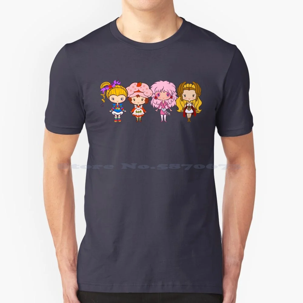 Eighties Ladies Quartet T Shirt 100% Cotton Tee 1980s Brite Cartoons Eighties Friends Holograms Jem Power Shera She Ra