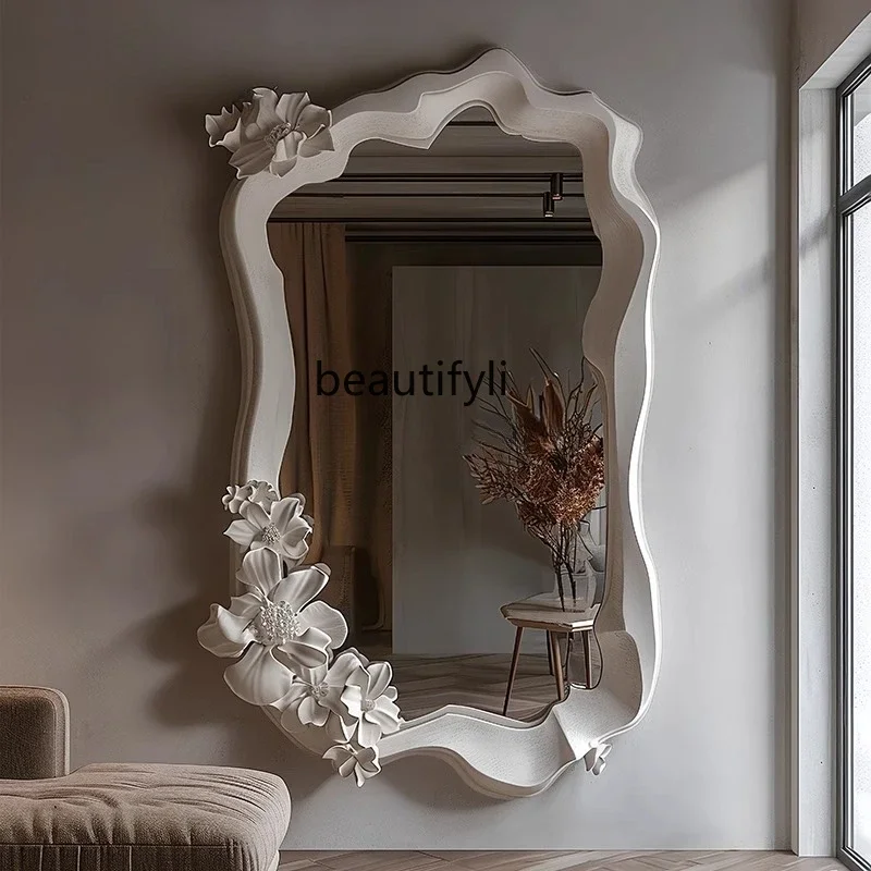 

ss CFrench three-dimensional carved wall hanging wearing mirror hotel decorative mirror beauty salon clothing store fitting mirr