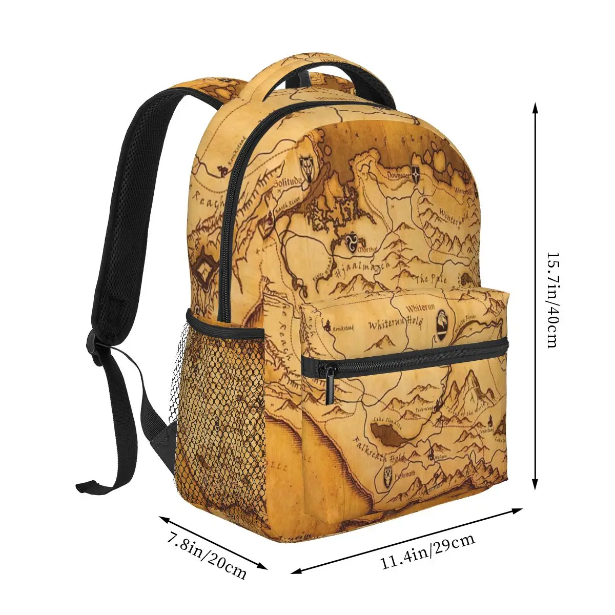 Skyrim Worn Parchment Map Backpack for Girls Boys Travel RucksackBackpacks for Teenage school bag