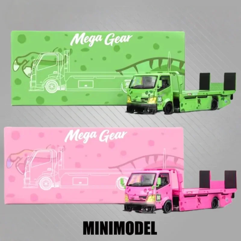 

MegaGear 1:64 CUSTOM TOW TRUCK Grren/Pink / Micro Turbo SlMON'S / S13 #62 Pink Livery Diecast Model Car
