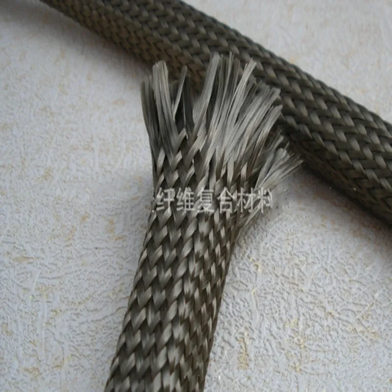 3K HCF-15 12K HCF-52 Carbon Fiber Cylinder webbing Fabric Braid Belt carbon fiber Cylinder sling Flat diameter 19-20mm 30mm-40mm