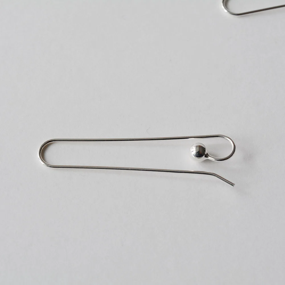 Solidny haczyk na ucho ze srebra próby 925, duży srebrny haczyk na kolczyki z koralikiem stoperowym 3,8 mm, elementy biżuterii DIY — zdjęcie 5