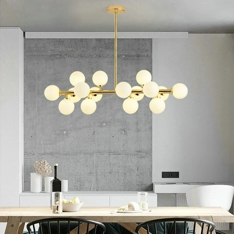 Lampadario moderno a LED rotondo nero in oro Lampadario a sfera in vetro Ristorante Cucina Soggiorno Anello Decorazioni per la casa Apparecchi di