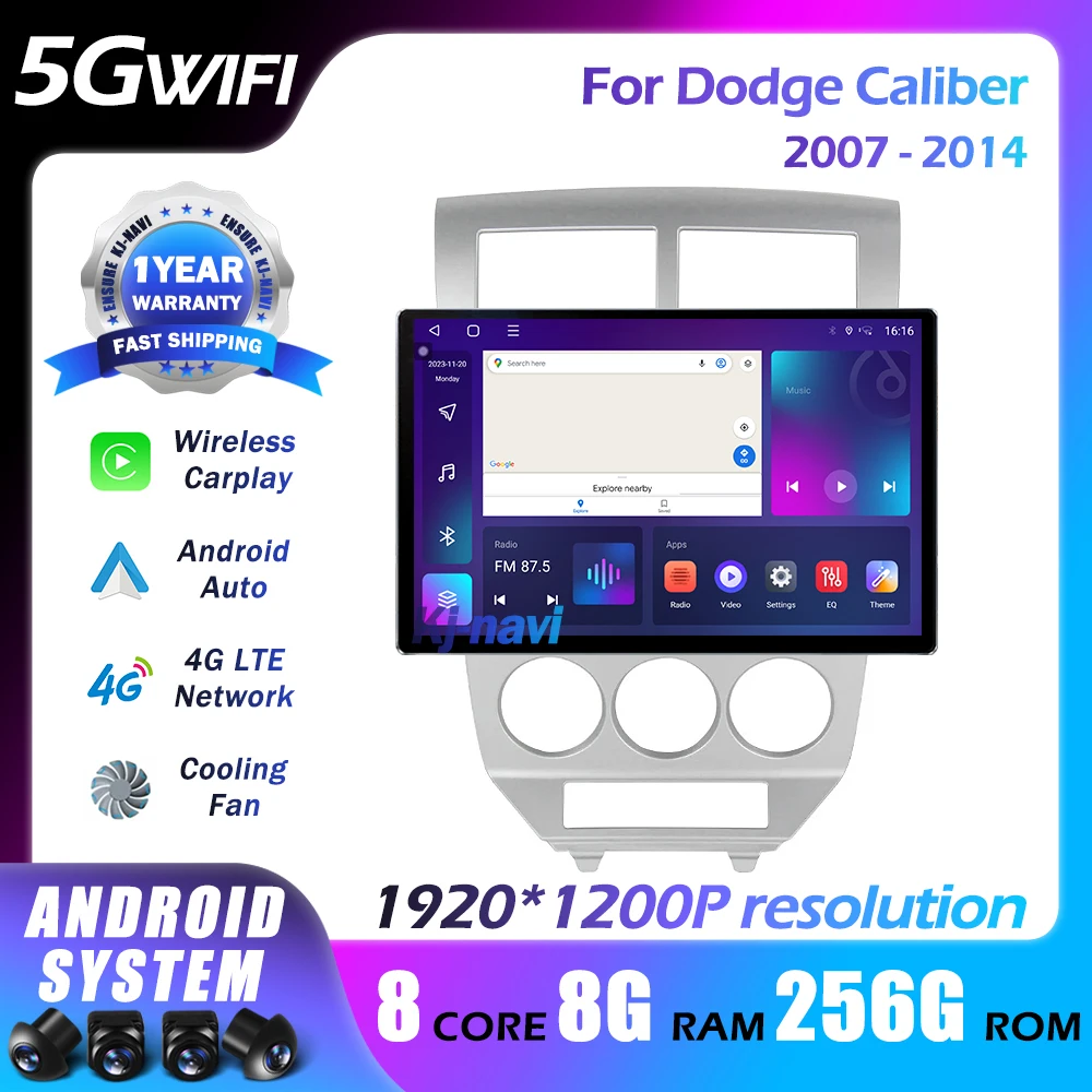 

13.1Inch Android 14 Car Radio For Dodge Caliber 2007-2014 Multimedia Player GPS Navigation BT Wireless Carplay 4G 5GWifi