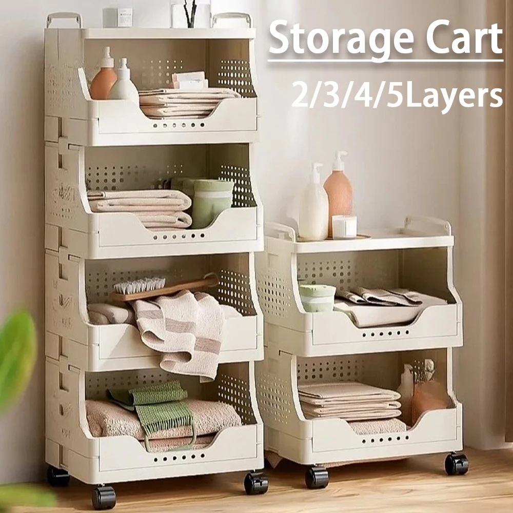 

Multi-Layers Storage Rack Mobile Shelf with Wheel Home Trolley for Snacks Cosmetic Sundries Organizer 2/3/4/5Layers Rolling Cart