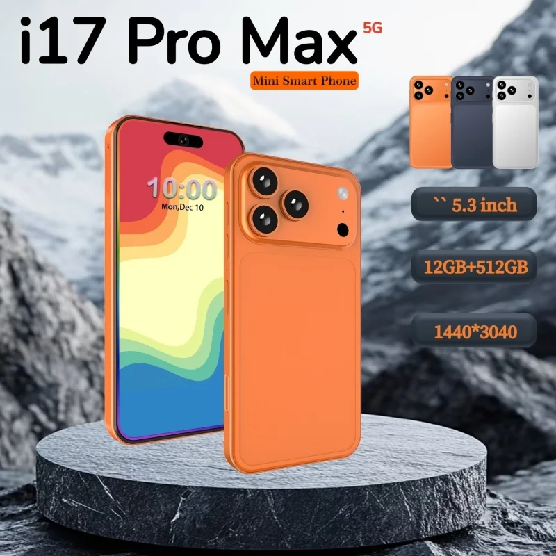 Smartphone Pro Max ﻿2026 NEW i17 Pro Max mini Smartphone 5.3 Inch intelligent 4G 5G dual card dual standby Android system 12GB+512GB global version