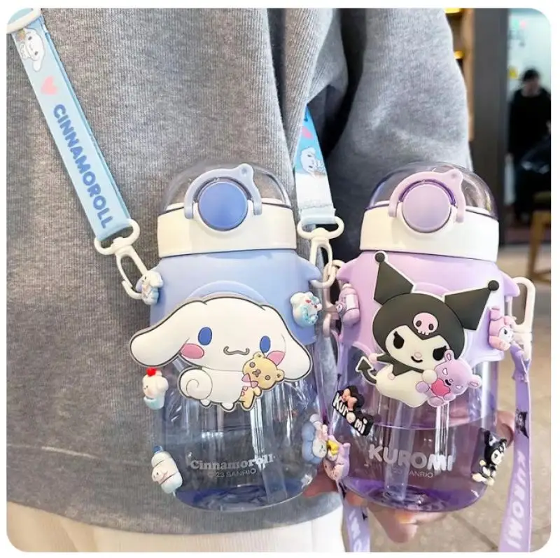 690Ml Sanrio Series Kuromi My Melody Cartoon Bouncing Water Cups for Boys and Girls Portable Cups Cute Straw Cups