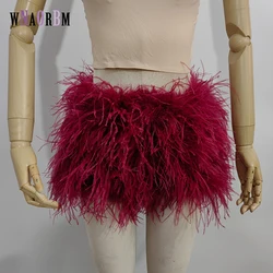 Pantalones cortos de plumas de avestruz, tela de encaje cómoda y sexy, alta elasticidad, adecuada para fiestas de clubes nocturnos, lo último de 100%