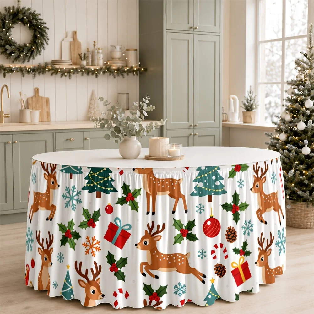 A deer-patterned tablecloth, suitable for weddings, baby showers, and birthday parties
