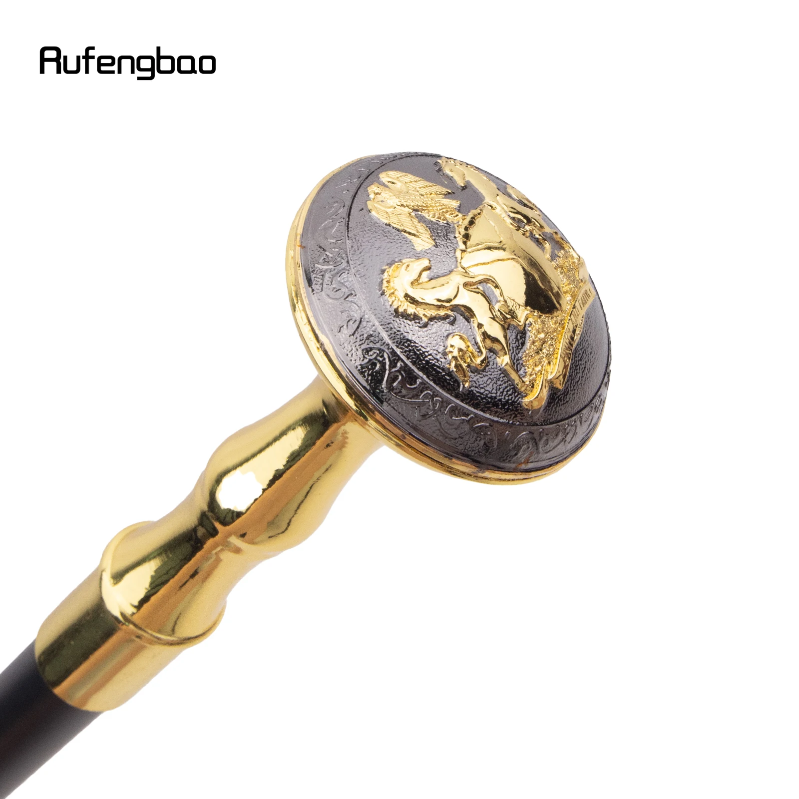 Golden Black Unity and Faith Totem Relief Walking Cane Fashion Walking Stick Gentleman Crosier Knob Walking Stick 94cm