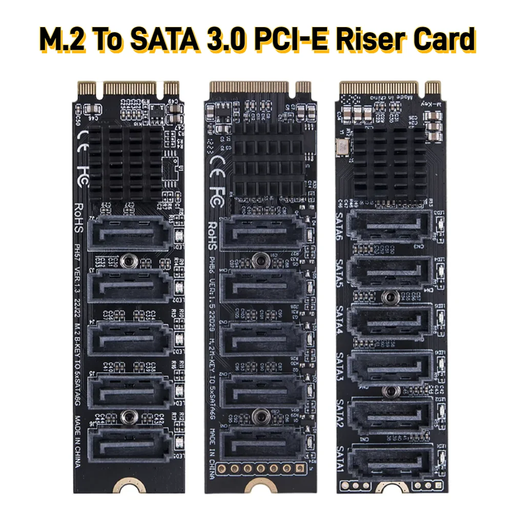 

Плата адаптера M.2 на SATA 3,0 M.2 MKEY PCI-E, расширенная карта портов, адаптер SATA3.0 NVME на SATA 6Gpbs, поддержка функции PM