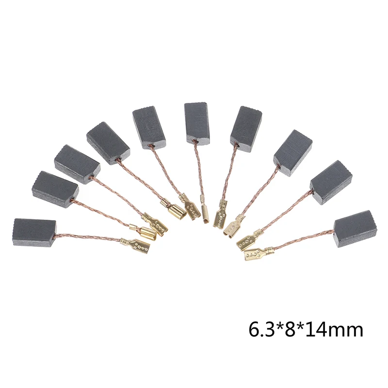 10Pcs Graphite Copper Motor Carbon Brushes Kit For 100mm Angle Grinder 6*8*14mm