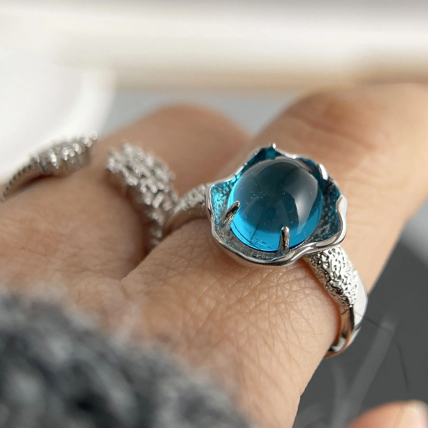 

Кольца из стерлингового серебра 925 пробы для женщин, пара, минималистичный ручной работы, простое ретро кольцо с лунным камнем, ювелирные изделия, подарок, предотвращение аллергии