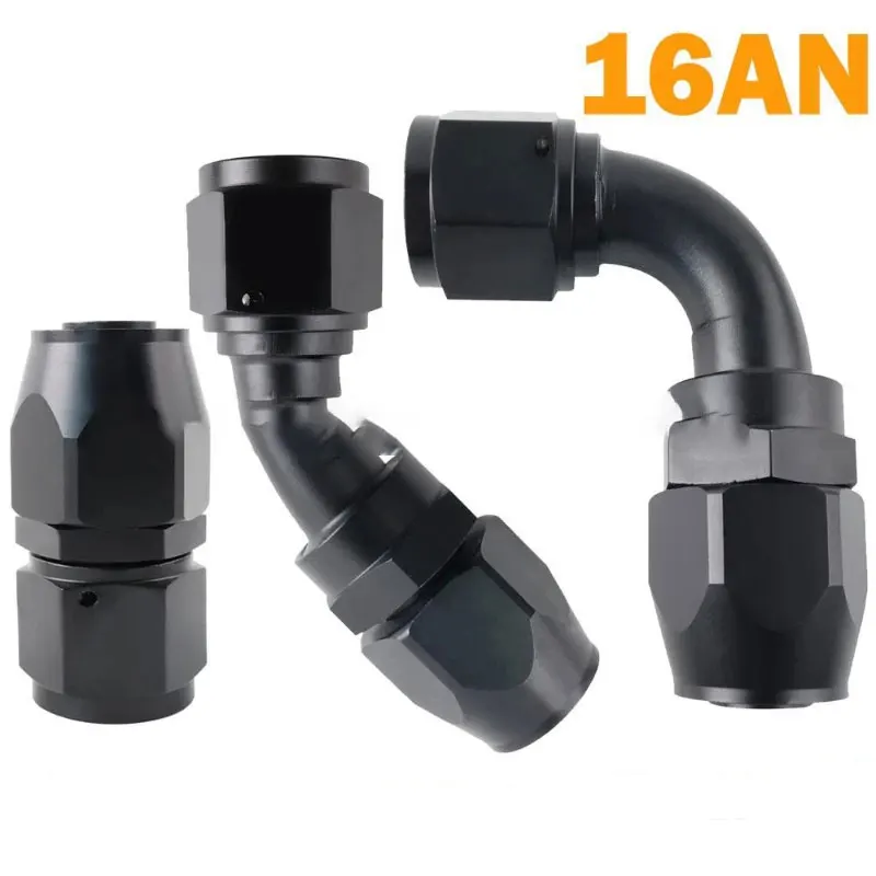 

-16AN 16AN 0/45/90 Degree Swivel Hose End Fitting Adaptor Black Aluminum