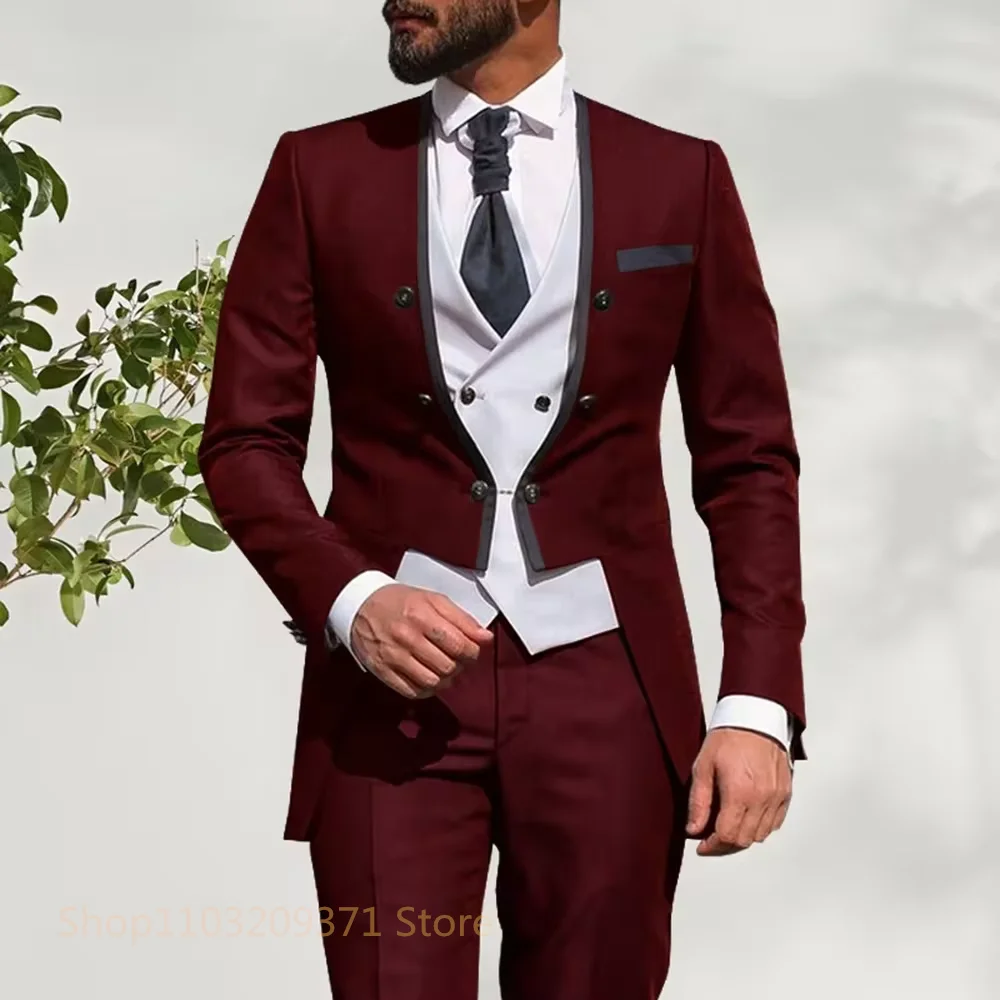 Dinner Party Wedding Suits for Men 3 Piece Custom Made Men Slim Fit Smoking Suit Royal Blue Groom Tuxedo Costume Mariage Homme