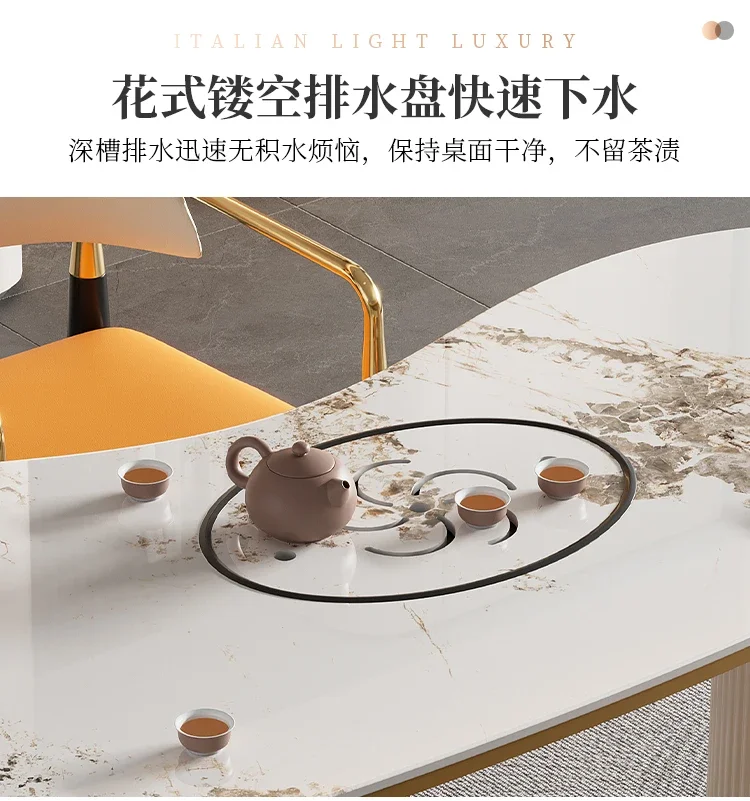 Stone Plate Table-Chair Set Living Room Balcony Home Small Apartment Modern Simple Integrated Tea Table Tea Making Table