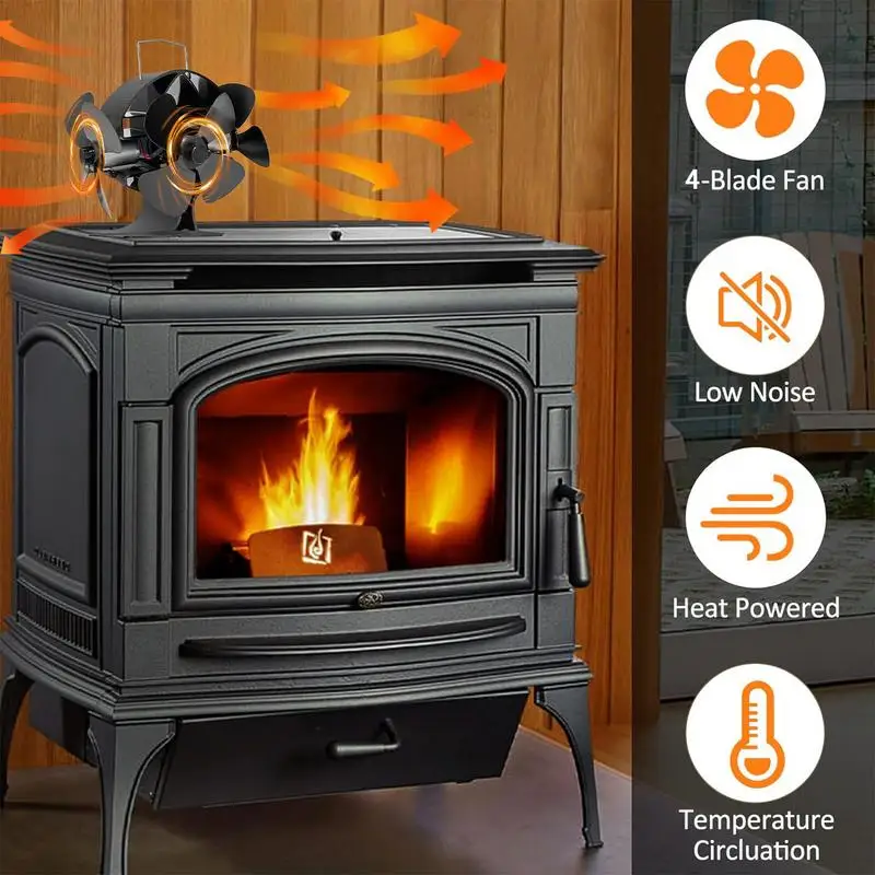 Mini Stove Fan Heat Powered Fireplace Fan Log Wood Burner Eco-fan 12 Blade Fireplace Fan Home Winter Warm Heat Distribution