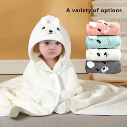 1 Cute Cartoon Animal-Shaped Multifunctional Large Towel for Infants and Toddlers, Made of Soft Coral Fleece Fabric, Polyester Material, Quick-Drying and Water-Absorbent Design, Can Be Used as a Bath Towel, Blanket, or Bathrobe, a Perfect Holiday Gift for Babies