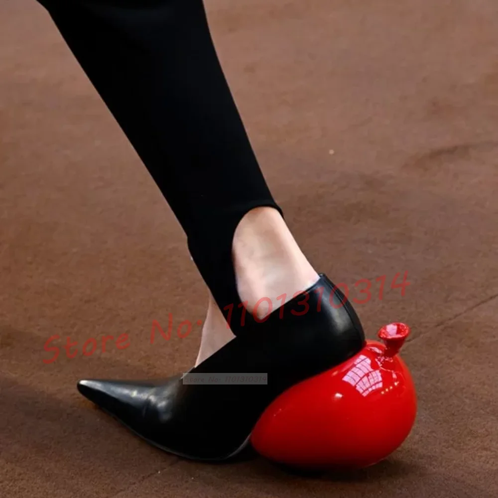 Balloon Heel Leather Pumps Women New In Pointy Party Strange Heels Dress Shoes Elegant Chic Office Lady Multicolor Evening Pumps