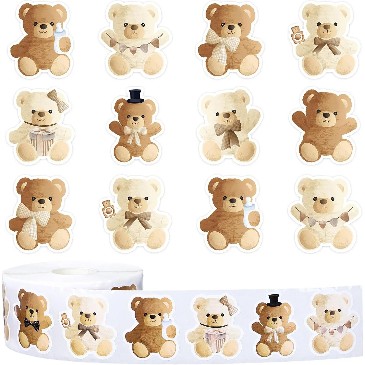 

8design/500pcs 1inch Cartoon Bear stickers for kids Cute Rag Doll Decorative Scrapbook Sticker Stationery Supply for Children