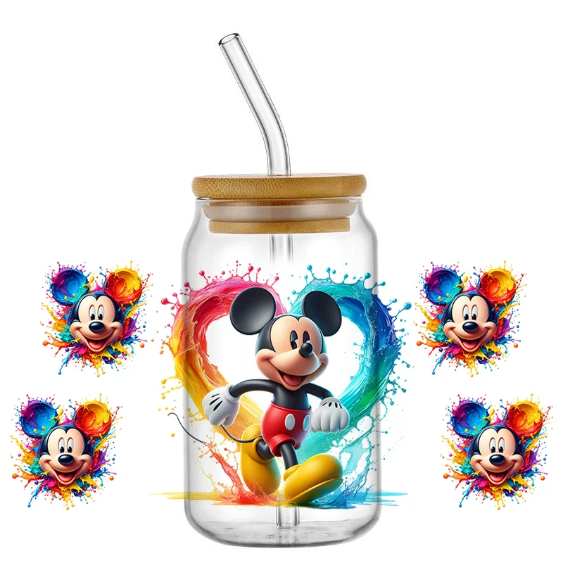 mixed cartoon characters 3D UV DTF transfer sticker Waterproof Cup Wraps For 16oz Libbey Glass Stickers cup wrap home decoration