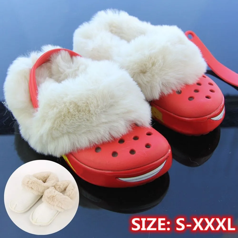 

HOT 1 Pair Winter Plush Thickened Shoes Cover For Men Women Clog Fur Lining Removable Plush Warm Shoe Case Lining Shoes Insoles