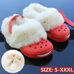 HOT 1 Pair Winter Plush Thickened Shoes Cover For Men Women Clog Fur Lining Removable Plush Warm Shoe Case Lining Shoes Insoles