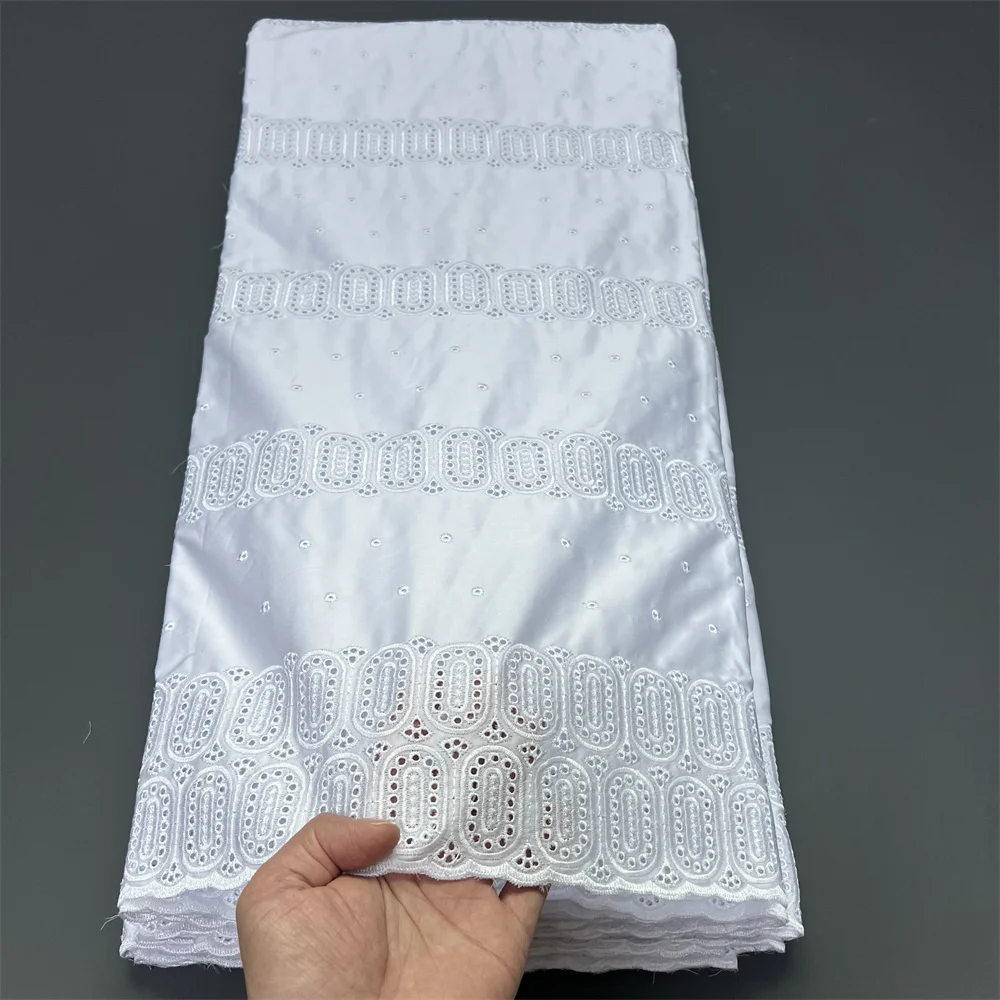 قماش دانتيل أفريقي، مواد أقمشة قطنية 100% للملابس، بالمتر، تطريز، 2025، فساتين الحفلات، تول، 5 ياردات