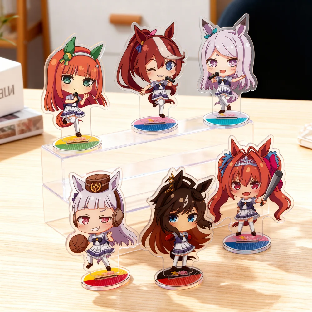 

Anime Uma Musume Pretty Derby 10CM Acrylic Stand Ornaments keychains Oguri Cap, Clear Bliss, Silence Suzuka fans gifts