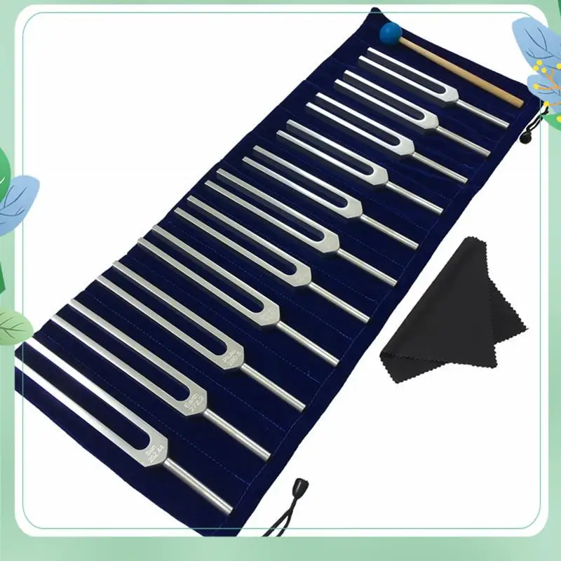 SYDS 音叉セット、癒し、サウンドセラピー用の音叉 11 個、シリコンハンマークリーニングクロスとバッグ付き