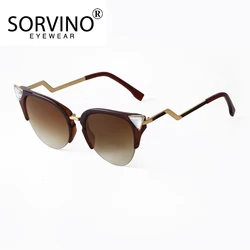 SORVINO 2024 Fashion Cat Eye Sunglasses Women Men Luxury Brand Designer High Quality Letter Gradients Sun Glasses Girl Eyewear